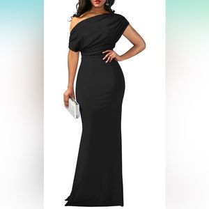 Amazon Women's Elegant Off Shoulder Bodycon Long Formal Evening Dress